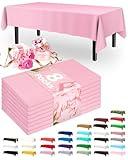 Pureegg Plastic Table Cloth Disposable 8 Pack, 54 x 108 Inch Table Cloths, Easter Party, Valentines, Mothers Day Decorations, Tablecloths, Rectangle, Pastel Plastic Cover, Leakproof & Sturdy, Pink