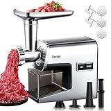 Sinyder Electric Meat Grinder,3000W Max Heavy Duty Stainless Steel Meat Mincer with 2 Blades,3 Grinding Plates,Sausage Stuffer Tubes & Kubbe Kit for Home & Kitchen Using