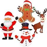 Christmas Crafts Foam Christmas Characters Magnets Craft Kits for Kids Santa Gingerbread Man Snowman Reindeer Ornament Craft Activities for Toddlers Holiday Art Projects Party Favors 12 Sets
