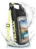 Pelican Marine IP68 Waterproof Dry Bag 2L - Roll Top Waterproof Backpack w/ Phone Case/Pouch - Boating & Kayak Accessories - Essentials for Camping Swimming Beach Fishing Rafting Travel - Black/Yellow