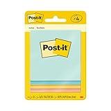 Post-it Notes, 3x3 in, 4 Pads, America's #1 Favorite Sticky Notes, Beachside Café Collection, Pastel Colors (Pink, Mint, Yellow), Recyclable (5401)