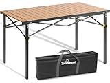 Join Nature Camping Table Foldable Large Table for 4-6 Person Portable Camp Table with Aluminum Roll Up Tabletop and Carry Bag for Outdoor, Sturdy, Stable, Loads 220 Lbs