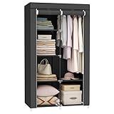 SONGMICS Portable Closet, Clothes Storage Organizer with 6 Shelves, 1 Clothes Hanging Rail, Non-Woven Fabric Closet, Metal Frame, 34.6 x 17.7 x 66.1 Inches, Black URYG84BK