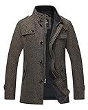 wantdo Men's Wool Autumn Trench Coat Windproof Jacket Overcoat Coffee Large