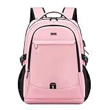 DUSLANG 17 Inch Laptop Backpack for Travel Water Resistant College Backpack for Women Laptop Bag with USB Charging Port,Pink A