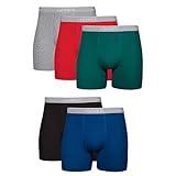 Hanes Men's Boxer Soft Breathable Cotton ComfortFlex Waistband, Multipack Brief Underwear, 5 Pack - Dyed Assorted, Medium