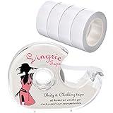 Blulu Double Sided Clothing Tape with Dispenser for Women Transparent Body Tape for Clothing Fabric Dress and Bra, 4 Rolls 82 Feet
