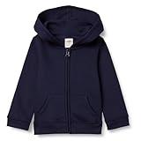 Amazon Essentials Girls' Fleece Zip-Up Hoodie Sweatshirt, Navy, Large