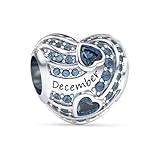 EHEG December Birthstone Charms Love Heart Openwork Bead Charm for Bracelets and Necklaces 925 Sterling Silver with 5A Cubic Zirconia,Jewelry Christmas Gifts Women 012