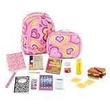 Emily Rose 18-inch Doll Clothes - 18-Piece School Essentials Backpack and Lunch Play Set, with Fun Accessories, Including Pretend Food & Working Calculator | USA Business | Compatible with 18" Dolls