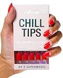 Chillhouse Chill Tips Signatures Press On Nails Kit, 90's Supermodel - 24 Nail Shapes & Sizes, Dual-Sided Buffer & File, Cuticle Stick & Glue - Long-Lasting Nail Art Manicures