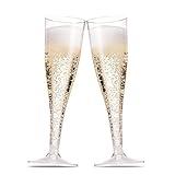 100 Plastic Champagne Flutes - 5 Oz Disposable Clear Champagne Glasses for Parties, Mimosa Bar, Events, Wedding and Shower Party Supplies - Toasting Cocktail Cups