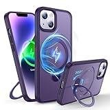 FNDMIL for iPhone 14 Plus/15 Plus Case with 360° Magnetic Kickstand [Compatible with MagSafe] [Military-Grade Protection] [Anti-Slip]Matte Silicone Phone Case for iPhone 14 Plus/15 Plus,Fantasy Purple