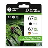 Relcolor 67XL Ink Cartridge Replacement for HP 67 XL Black Color Combo Pack Remanufactured for HP67 HP67XL 2700 2700e 2855e 6400 4100 6458 6455e 2755e 4155e 6000 2752e 6052e 2752 2755 4255e 4100e 4152