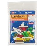 Avery Insertable Self-Adhesive Tabs with Printable Inserts, 1", Permanent Adhesive, Assorted (Blue, Clear, Green, Red and Yellow), Pack of 25 Index Tabs (16219)
