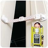 Door Buddy Adjustable Baby Proof Door Strap for Cats - Caramel. No Need for Cat Gate or Baby Gate with Pet Door. Child Proof Door to Cat Litter Box Room. Simple Cat Door Interior Door Alternative.