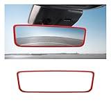 Sylvil Car Rear View Mirror Protector Frame, Silicone Auto Rearview Mirror Protection Cover Compatible with Model 3/ Y, Interior Rear View Decoration Trim Frame, Car Accessories (Red)