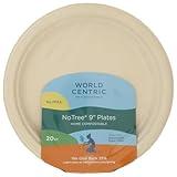 World Centric Wheat Straw/Bagasse Compostable 9-Inch Fiber Plate, 20-Piece, 9 inch