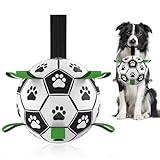 QDAN Dog Toys Soccer Ball with Straps, Interactive Dog Toys for Tug of War, Puppy Birthday Gifts, Dog Tug Toy, Dog Water Toy, Durable Dog Balls World Cup for Small & Medium Dogs（6 Inch）