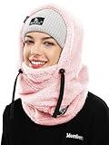 Shy Velvet Balaclava Ski Mask for Women and Men Wind-Resistant Winter Face Mask,Fleece Ski Mask Warm Face Cover Hat Cap Scarf Pink