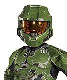 Disguise Halo Infinite Master Chief Mask, Kids Costume Headwear Accessory, Child Size Video Game Inspired Vacuform Half-Mask, Green & Gold