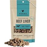 Vital Essentials Beef Liver Dog Treats, 2.1 oz | Freeze-Dried Raw | Single Ingredient | Premium Quality High Protein Training Treats | Grain Free, Gluten Free, Filler Free