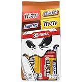 M&M'S Peanut, M&M'S Peanut Butter, SNICKERS Crunchy Peanut Butter & SNICKERS Original Fun Size Trick or Treat Individually Wrapped Milk Chocolate Halloween Candy Variety Assortment, 35 Ct Bulk Bag