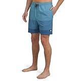 Quiksilver Men's Standard Swimwear Regular Fit Stretchable Comfort Liner Swim Trunks, Striped Design-Light Blue