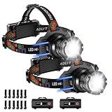 INECOKS 2Pack Rechargeable Headlamp Super Bright, 3000LM Motion Sensor Head Lamp with 9 Modes, Zoomable Headlamp for Adults 90° Adjustable, IPX7 Waterproof High Power Head Light for Fishing Camping
