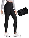 CRZ YOGA Thermal Fleece Lined Leggings Women 28'' - Winter Warm Workout Hiking Pants High Waisted Yoga Tights Full Length Black Medium