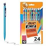 BIC Xtra-Strong Thick Lead Mechanical Pencil, With Colorful Barrel Thick Point (0.9mm), 24-Count Pack, With Erasers (MPLWP241)