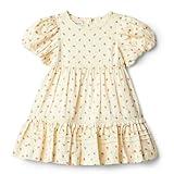 Amazon Essentials x Sofia Grainge Baby Girls' Puff Sleeve Dress, Bright Pink Little Strawberries, 12 Months