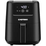 CHEFMAN 2 Qt Mini Air Fryer – Digital Space-Saving Compact Air Fryer with Nonstick and Dishwasher Safe Basket, Quick & Easy Meals in Minutes, Features Digital Timer and Shake Reminder – Black