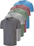 5 Pack Men's Dry Fit T Shirts, Athletic Running Gym Workout Short Sleeve Tee Shirts for Men (US, Alpha (Alpha), XL, Regular, Set 4)