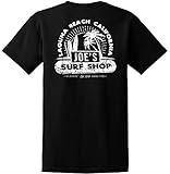 JOES SURF SHOP Men's Vintage Beach Logo Heavyweight Tee-2XL-Black/w