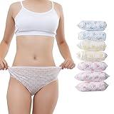 Women's Disposable Underwear Ladies Briefs Paper Printing Panties for Travel Hotel Spa Hospital Stays Emergency Mid Waist(7 Packs-XL)