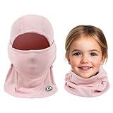 Ski Mask Balaclava Kids Winter Full Face Mask for Cold Weather Warm Windproof Fleece Face Mask Neck Warmer for Boys Girls Pink