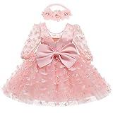 KLFFLGID Baby Girl Butterfly Bowknot Dress Toddler Infant Long Sleeve Tutu Gown Flower Girl Wedding Formal Birthday Party Princess Fairy Dresses(3-6Months)