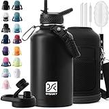 DYSANKY Insulated Water Bottle | Thickened Stainless Steel Vacuum Metal | Portable Sports Half Gallon Large Water Jug for Gym and Hiking with Straw, Carrier Bag, Handle Strap | BPA-Free 64 oz