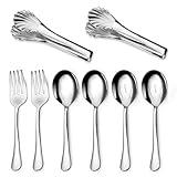 Serving Utensils,8-Piece Stainless Steel Hostess Serving Utensil Set with Serving Spoons，Serving Forks，Serving Tongs Soup Ladle Catering Serving Utensils for Dishwasher Safe