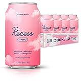 Recess Mood Magnesium & Adaptogen Drink, Relaxation Beverage, 12 Ounce (Strawberry Rose, 12 Pack)
