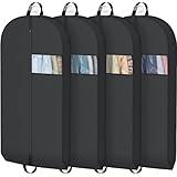 Myee 43" Garment Bags for Closet Storage Hanging Clothes Suit Covers with Clear Window, Moth Proof Wardrobe Bag for Coat Dresses Shirt, Moving Packing, 4 Packs