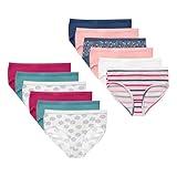 Hanes Little Brief Underwear, Stretch Cotton Panties for Girls, Assorted, 12-Pack, Pink, Teal, Navy, Floral Prints, Stripe Print