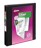 Avery Durable View Binder, 1" Slant Rings, 220-Sheet Capacity, DuraHinge, Black, Case Pack of 12 (17011)