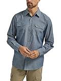 Wrangler Authentics Men's Long Sleeve Classic Woven Shirt, Dark Chambray, Large