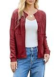 Dokotoo Cardigan Sweaters for Women Lightweight 2024 Fall Outfits Fashion Trendy Women's Open Front Business Casual Crewneck Crochet Knit Womens Cardigans Winter Sweaters