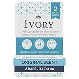 Ivory Gentle Bath Bar Soap, Designed for Whole Family, 99.44% Pure Formula with Plant-Based Cleansers, Made Without Heavy Perfumes, Parabens or Phthalates, Original Scent, 3.17 oz (2 Count)