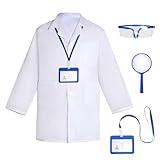 mifengda Doctor Scientist Costume Kids Lab Coat Costume and Goggles for Kids Children Scientist Doctor Dress Up Kit with Goggles ID Card Magnifying Glass for Kid Halloween Role Play