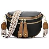 KKXIU Crossbody Sling Bag for Women Trendy Fanny Pack Vegan Leather Chest Bag (Black)