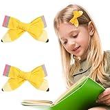 Back to School Bow Hair Clips Yellow Pencil Design Hair Barrettes for School Girls Cute Toddler Hair Accessories Hair Clip Hairpins for Hair Styling First Day to School Teacher Supplies 2Pcs